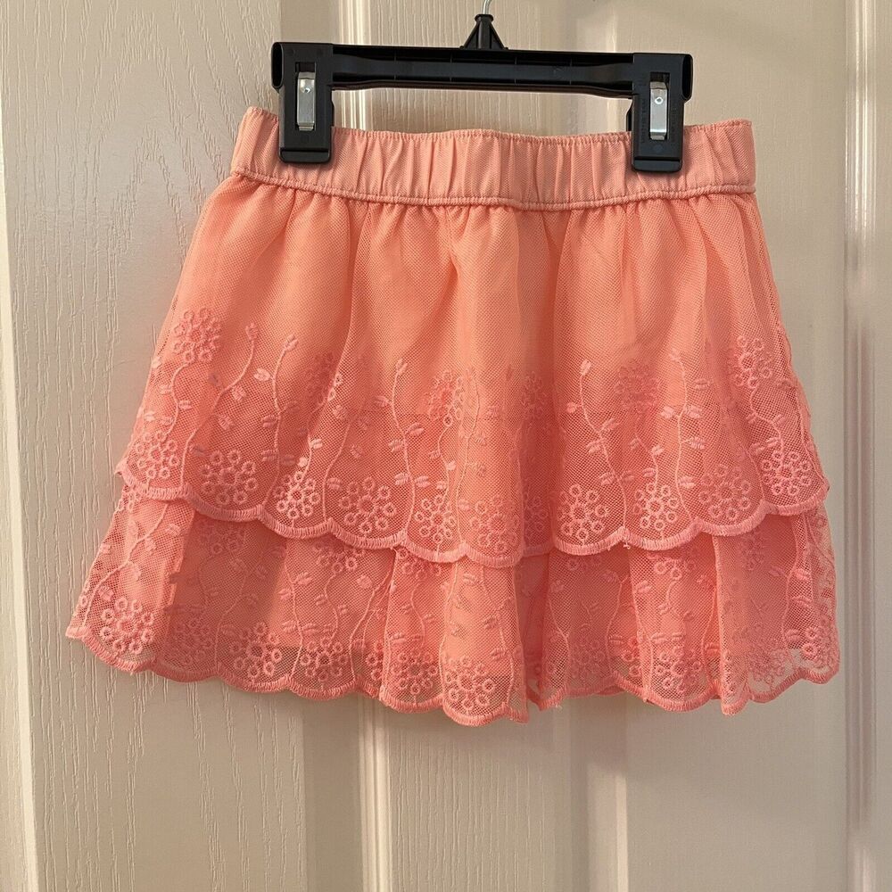 Carter's Pink Eyelet Embroidered Tulle Lace Skirt Scalloped Girls Size 4t NWT